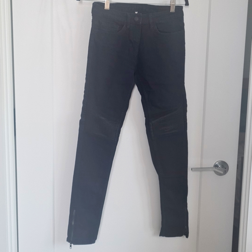 Sandro black jeans with leather details